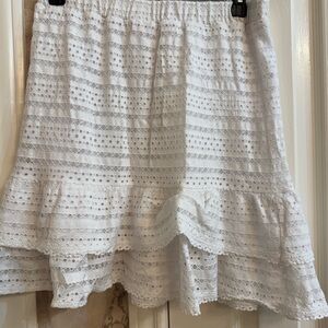 Michael Kors White Eyelet Tiered Ruffle Skirt